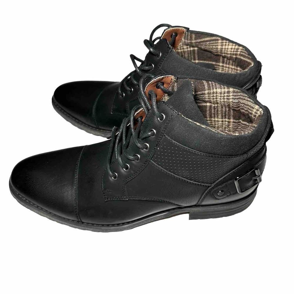 Polar Fox Mens Casual  Distressed Work Mid Top Classic Motorcycle Combat Boots